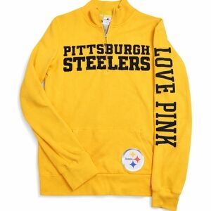 PINK Victoria's Secret Yellow Steelers Quarter-Zip Sweatshirt